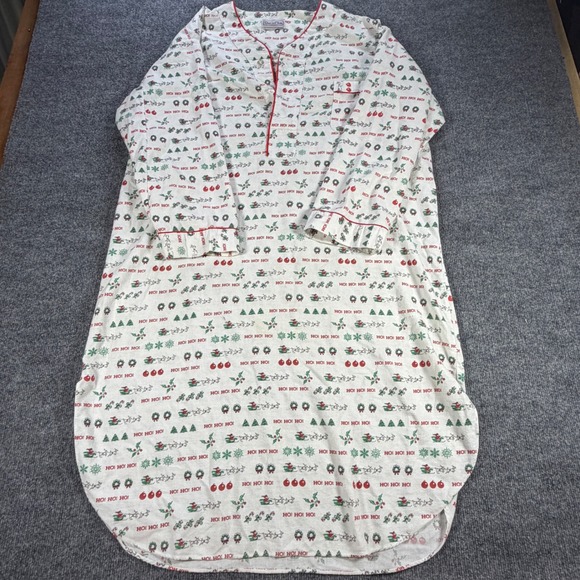 Oscar de la Renta Other - Vintage Oscar de la Renta Christmas Flannel Nightgown White Red L Grandmacore